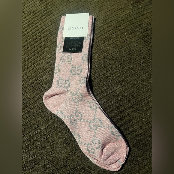 Gucci Pink and Gray Logo Socks - Picture 2 of 2